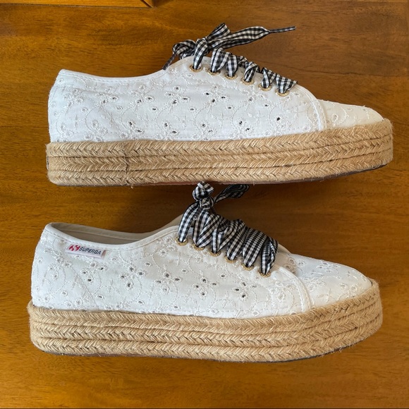 SUPERGA Sangallo Floral Eyelet gingham Sneakers 10 - Picture 2 of 11
